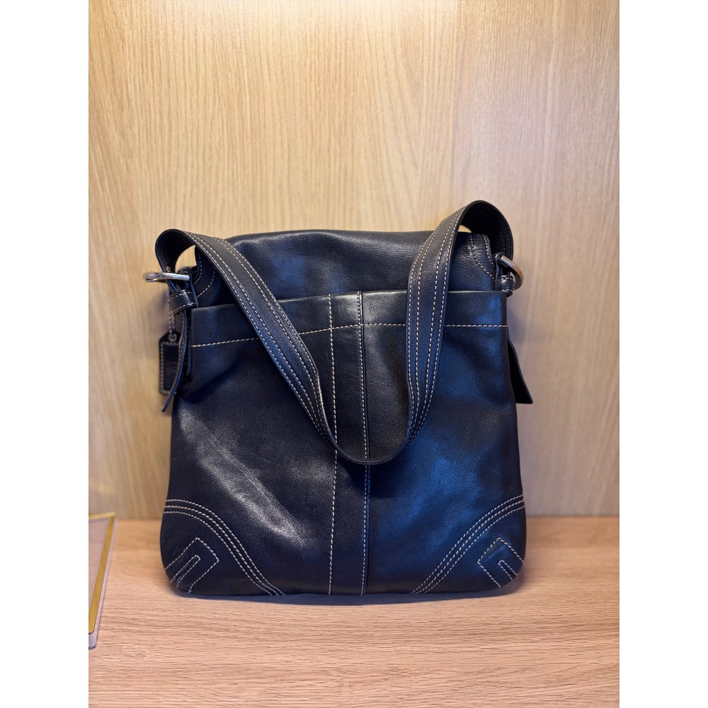 Coach Soho Black Leather Buckle Flap Shoulder Bag - Picture 5 of 6